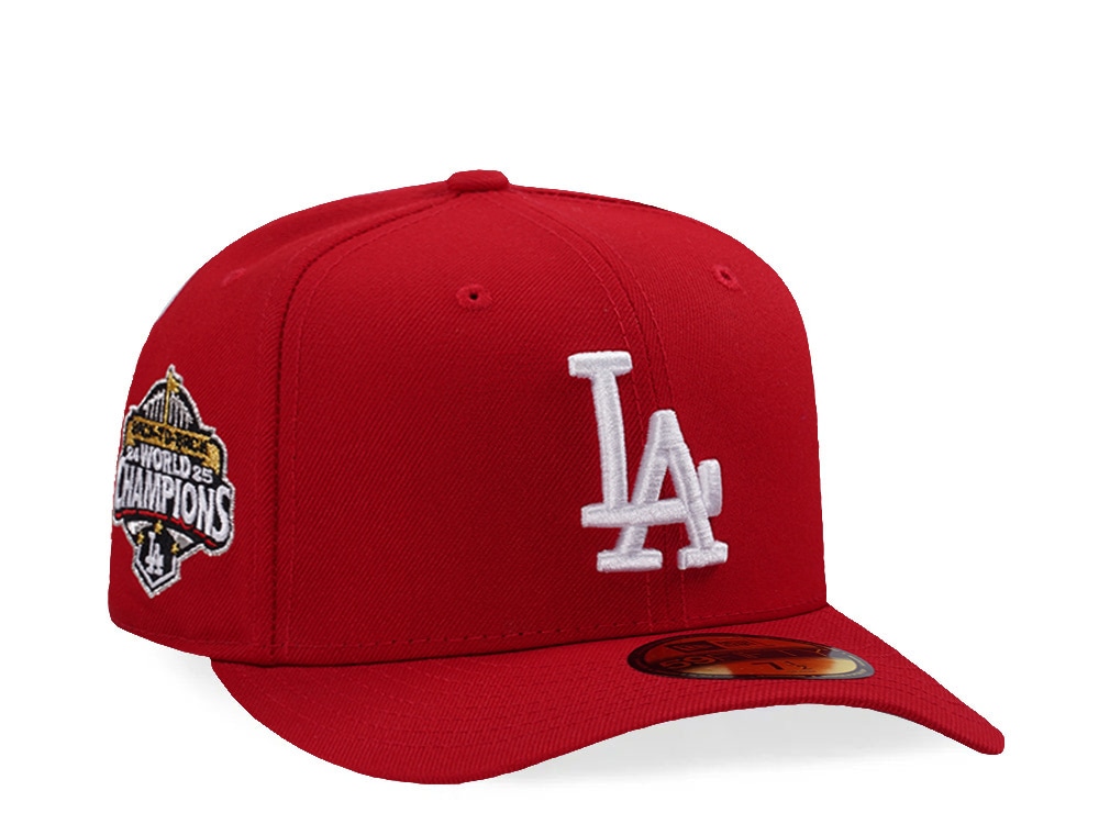 New Era Los Angeles Dodgers World Series 2025 Scarlet Red Prime Edition 59Fifty Pre Curved Fitted Cap