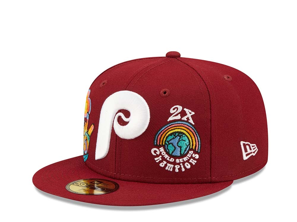 New Era Philadelphia Phillies 2x World Series Champions - Maroon Groovy Edition 59Fifty Fitted Hat