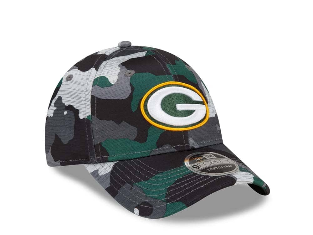 New Era Green Bay Packers NFL Training Camp 22 Camo 9Forty Stretch Snapback Hat