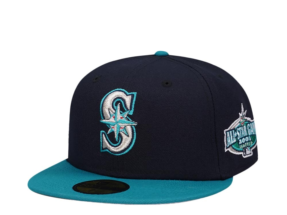 New Era Seattle Mariners All Star Game 2001 Navy Teal Two Tone Classic Edition 59Fifty Fitted Hat