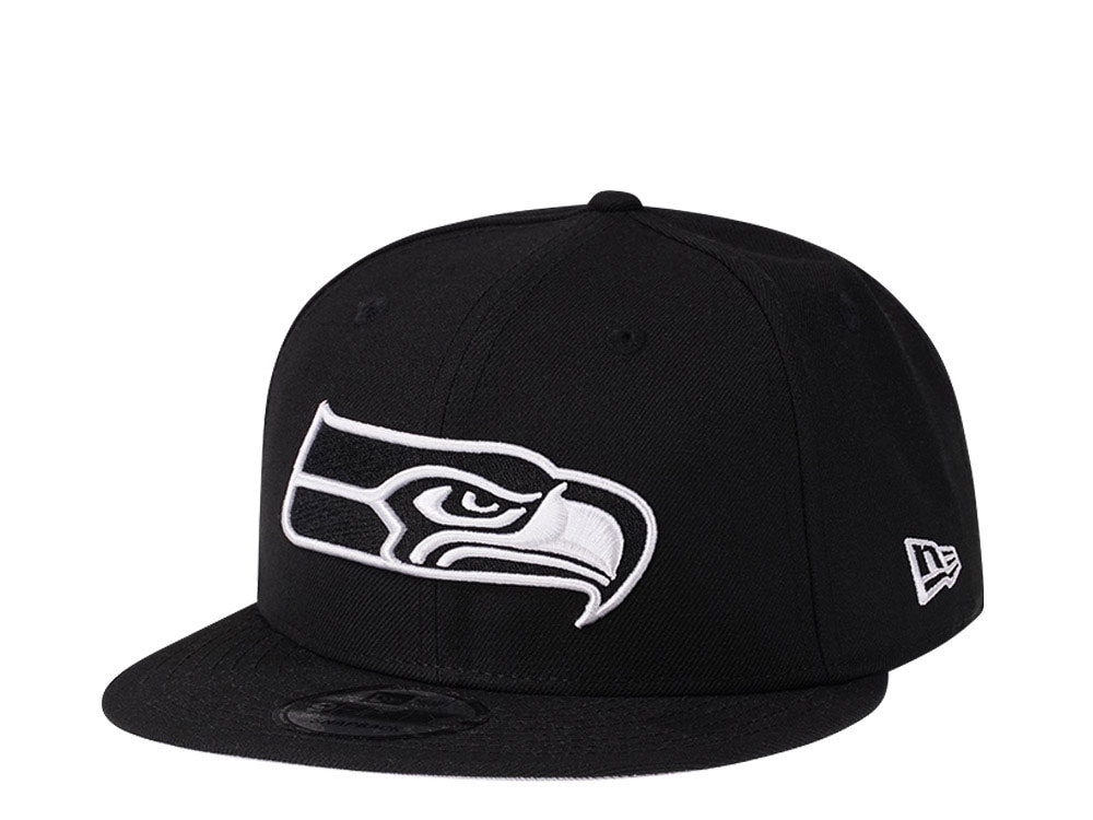 New Era Seattle Seahawks Black & White Snapback 9Fifty Hat