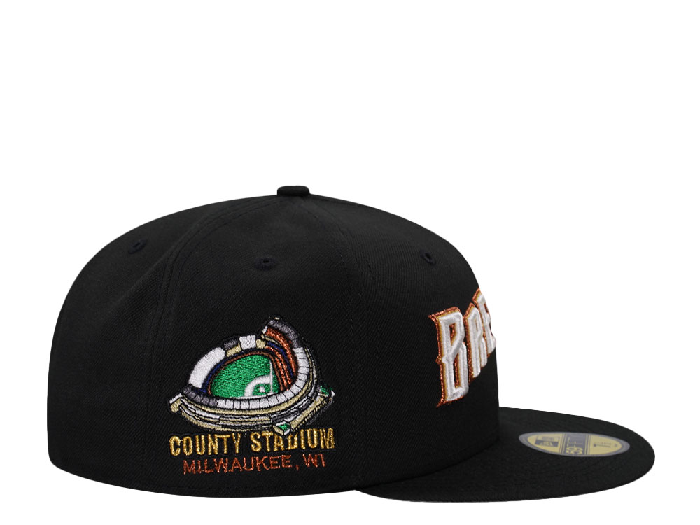 New Era Milwaukee Brewers County Stadium Black Throwback Edition 59Fifty Fitted Hat