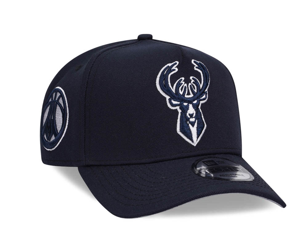 New Era Milwaukee Bucks Navy Classic Edition 9Forty A Frame Snapback Hat
