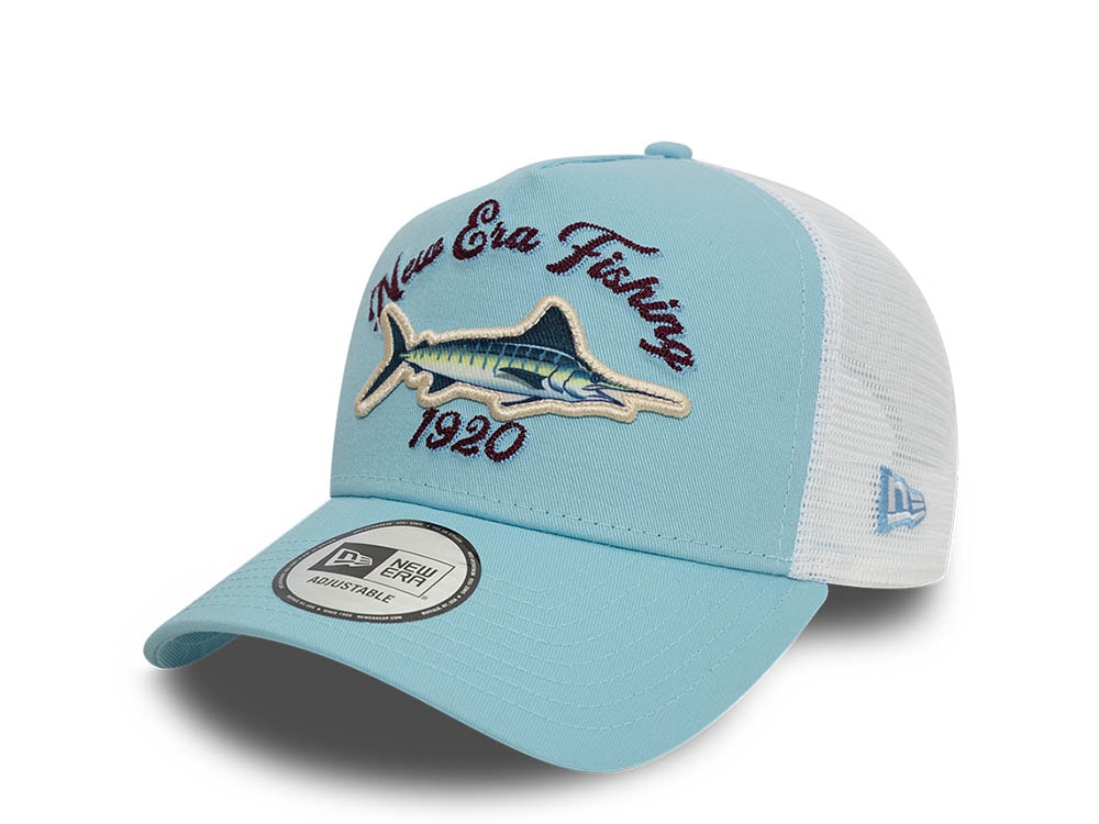 New Era Fishing Blue Trucker A Frame Snapback Hat