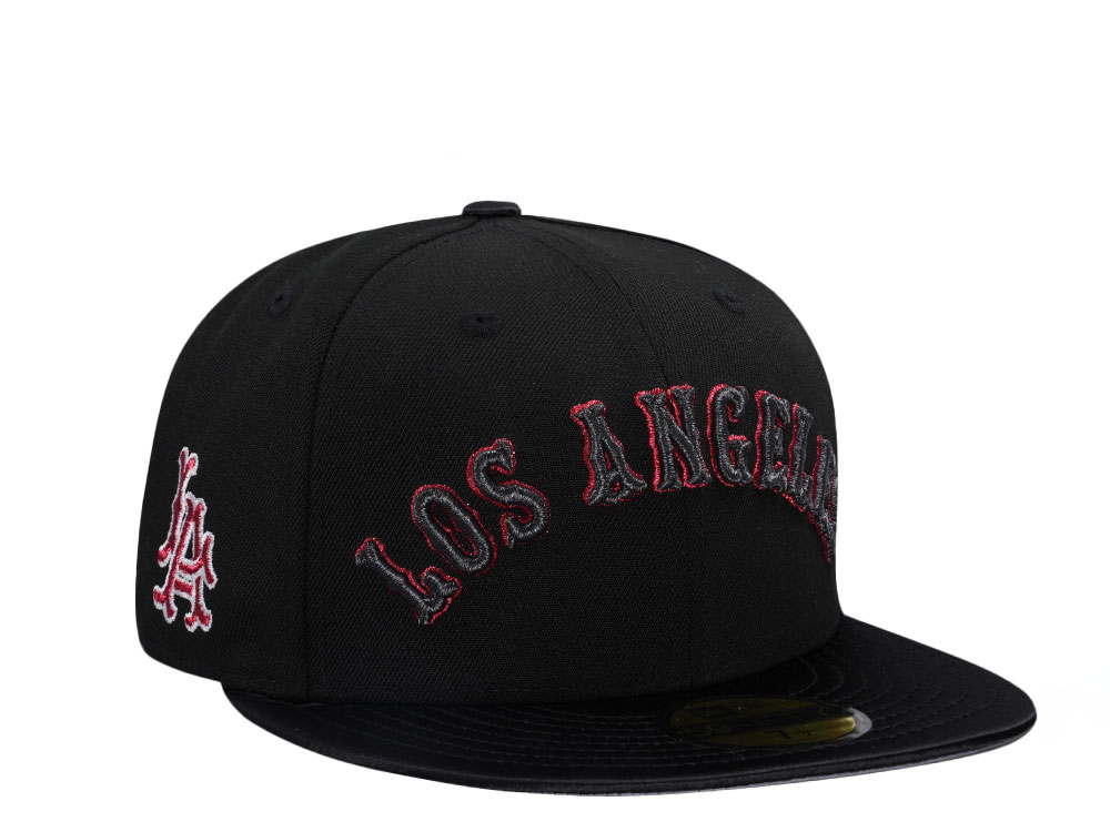 New Era Los Angeles Angels Shiny Black And Red Satin Brim New Era Los Angeles Angels Shiny Black And Red Satin Brim