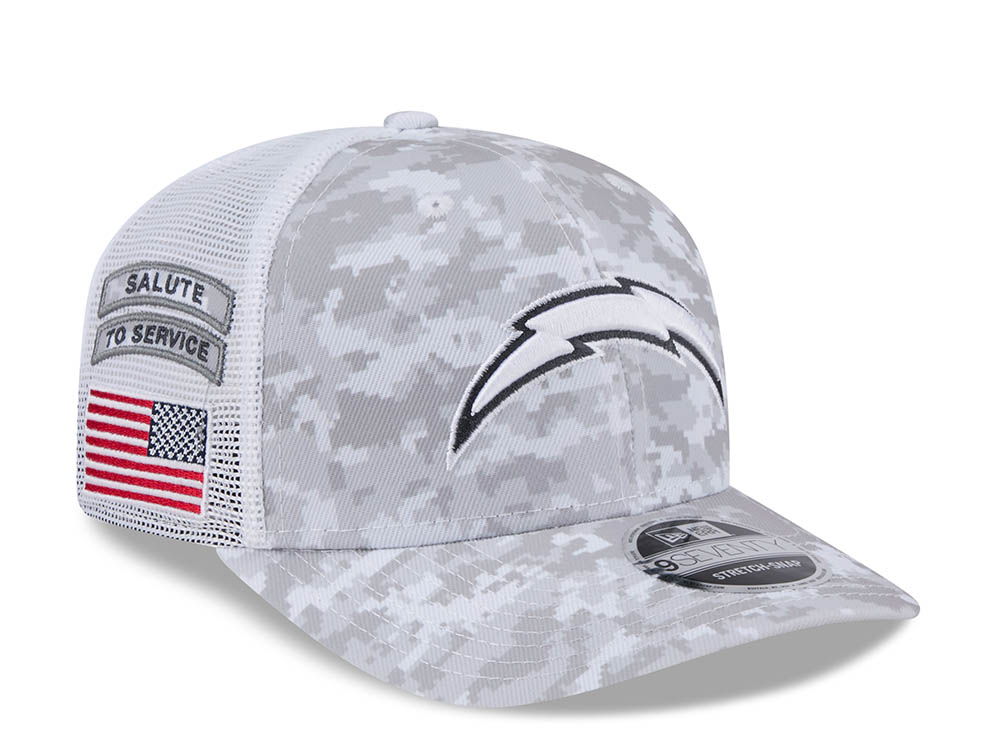 New Era Los Angeles Chargers Digi Camo Salute to Service 2024 Trucker 9Seventy Snapback Hat