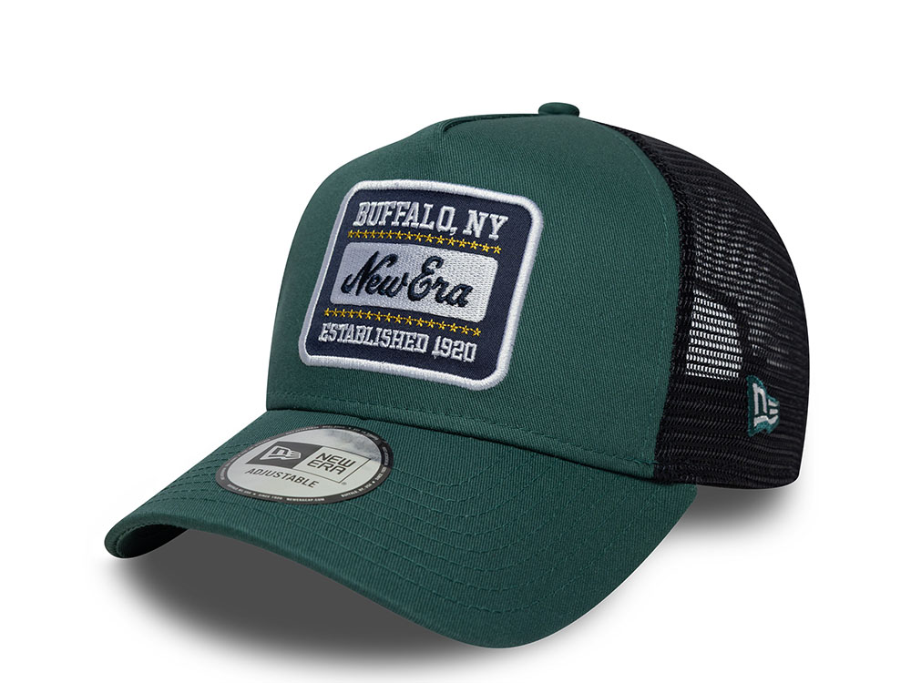 New Era Patch Dark Green 9Forty A Frame Trucker Snapback Cap