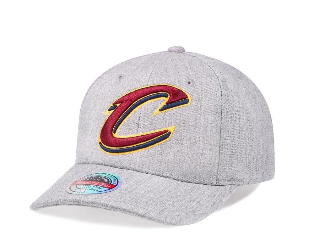 Mitchell & Ness Cleveland Cavaliers Heather Gray Red Line Solid Flex Snapback Hat