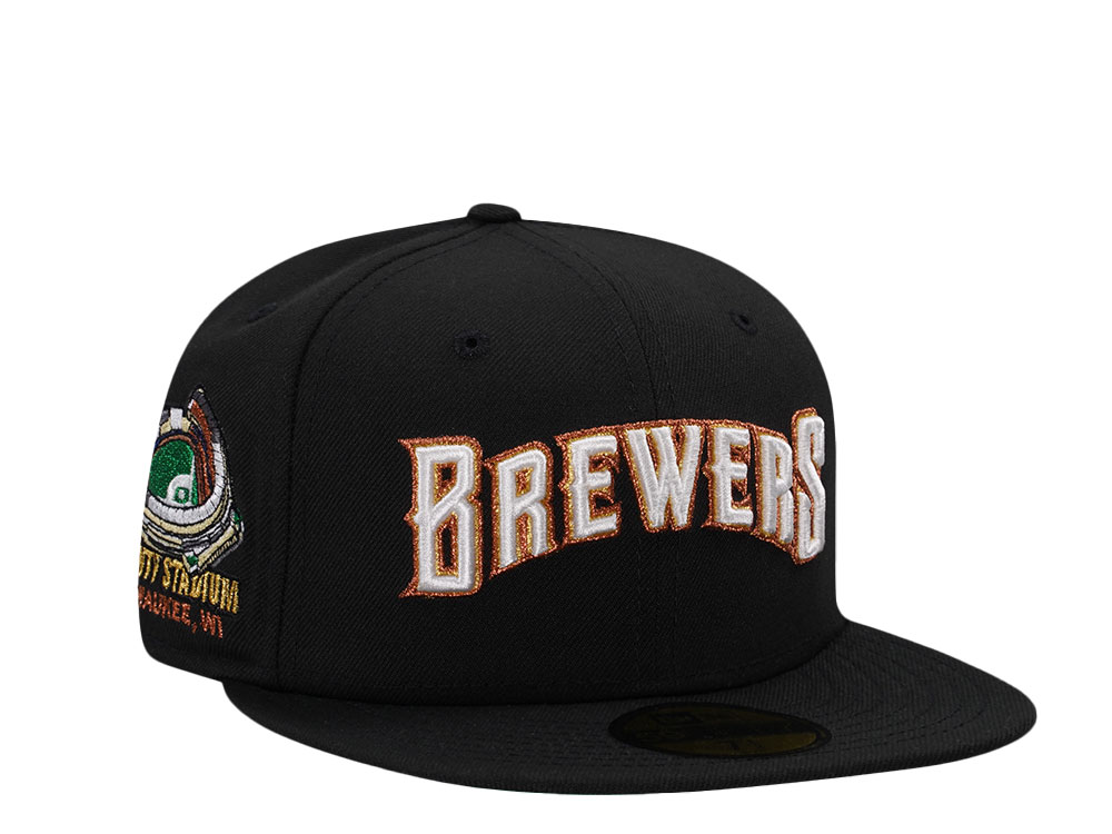 New Era Milwaukee Brewers County Stadium Black Throwback Edition 59Fifty Fitted Hat