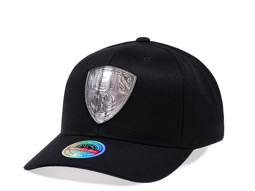 Mitchell & Ness Brooklyn Nets Liquid Chrome Red Line Flex Snapback Hat