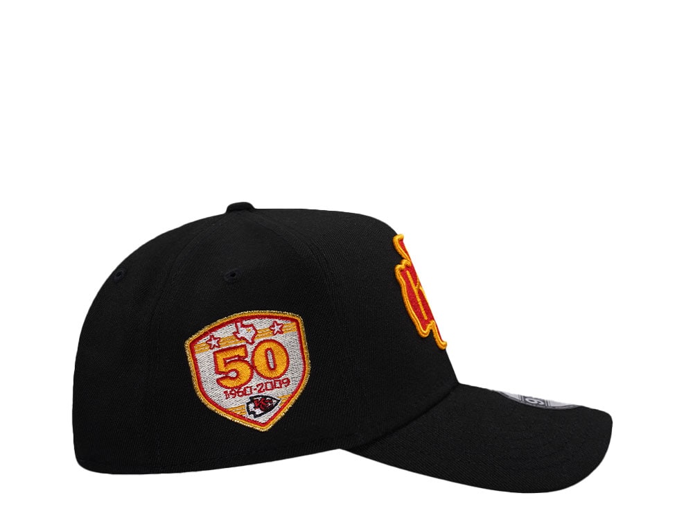 New Era Kansas City Chiefs 50th Anniversary Black Edition 9Forty A Frame Snapback Hat