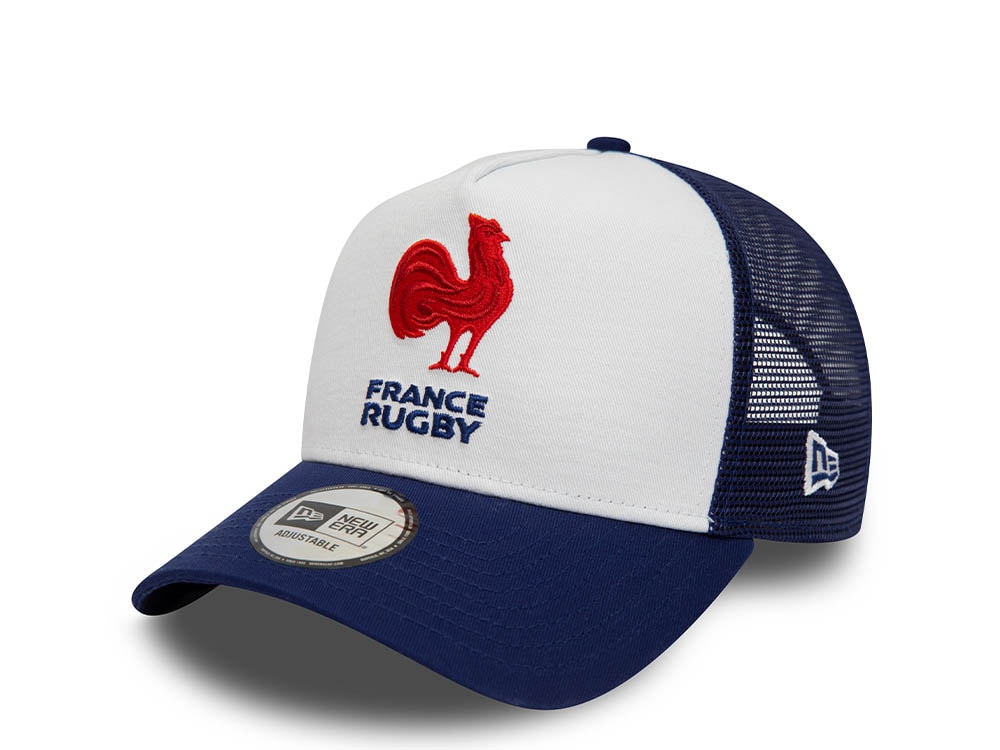 New Era France Rugby Blue White Essential A Frame Trucker Snapback Hat