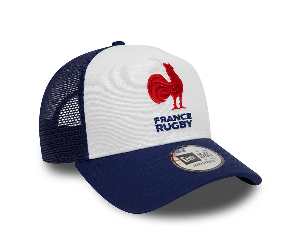 New Era France Rugby Blue White Essential A Frame Trucker Snapback Hat