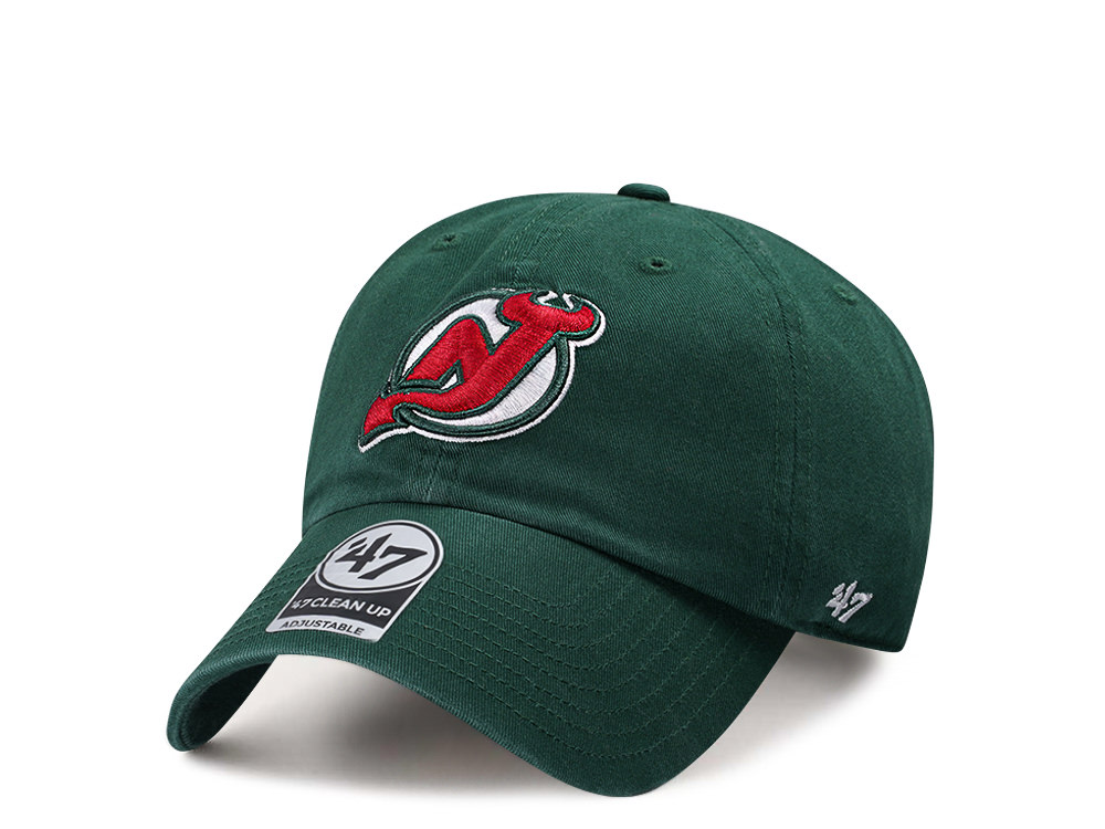 47Brand New Jersey Devils Vintage Dark Green Clean up Strapback Hat