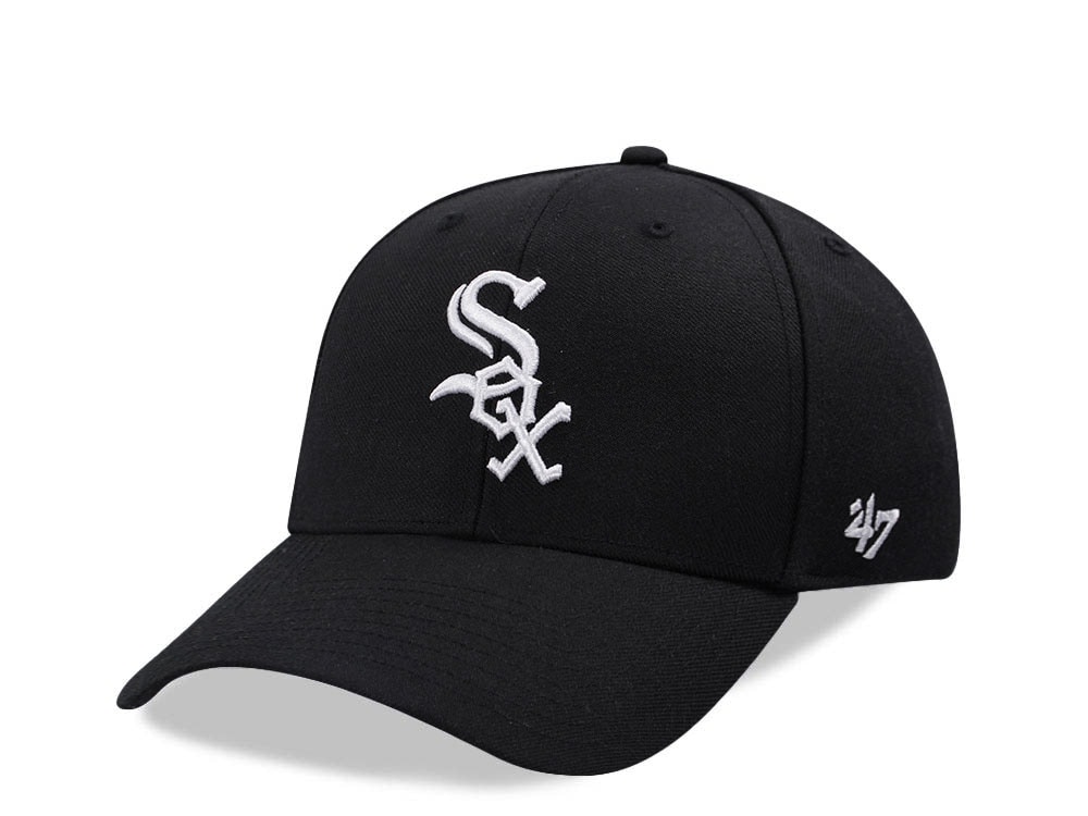 47Brand Chicago White Sox Black MVP Strapback Hat