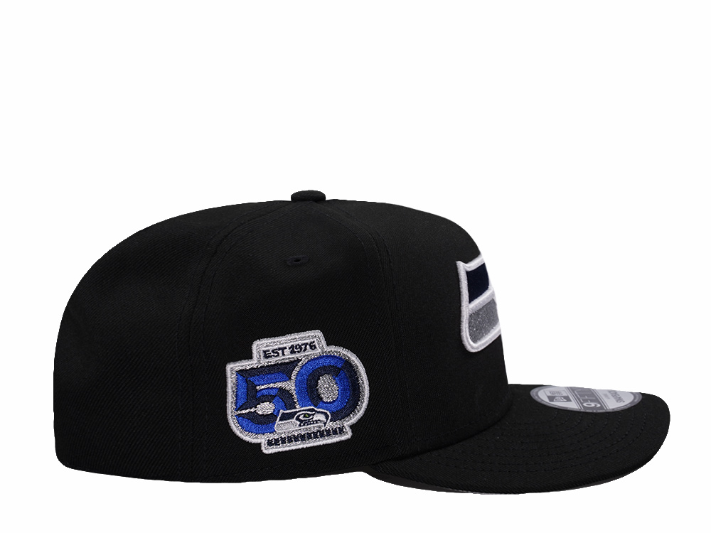New Era Seattle Seahawks 50th Anniversary Black Prime Edition 9Fifty A Frame Snapback Cap