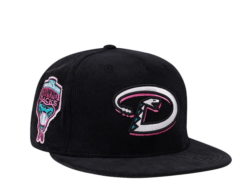 New Era Arizona Diamondbacks 1998 Inaugural Season Black Pink Corduroy Prime Edition 59Fifty Fitted Hat