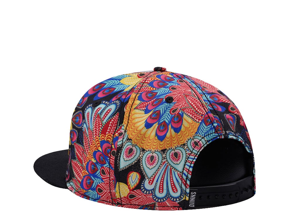 Djinns 6 Panel Peacock Linen Multicolor Snapback Cap
