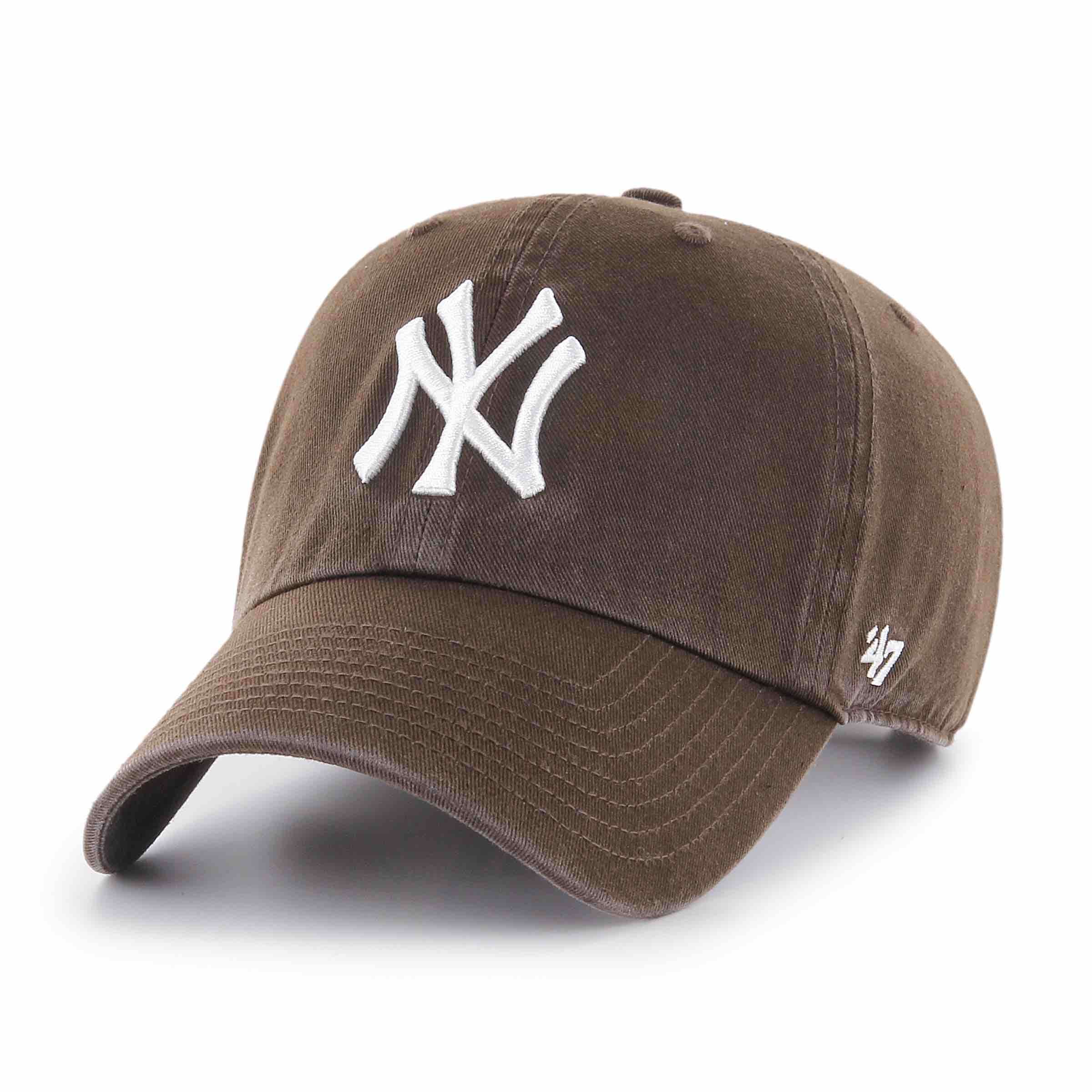 47brand New York Yankees Brown Curved Clean Up Strapback Hat