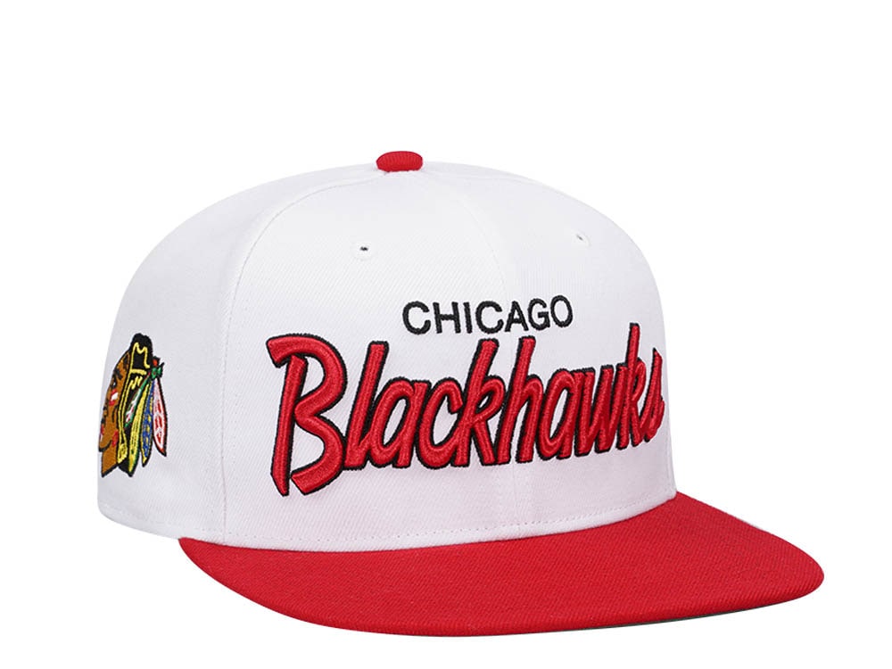 47Brand Chicago Blackhawks White Crosstown Script Captain MVP Snapback Hat