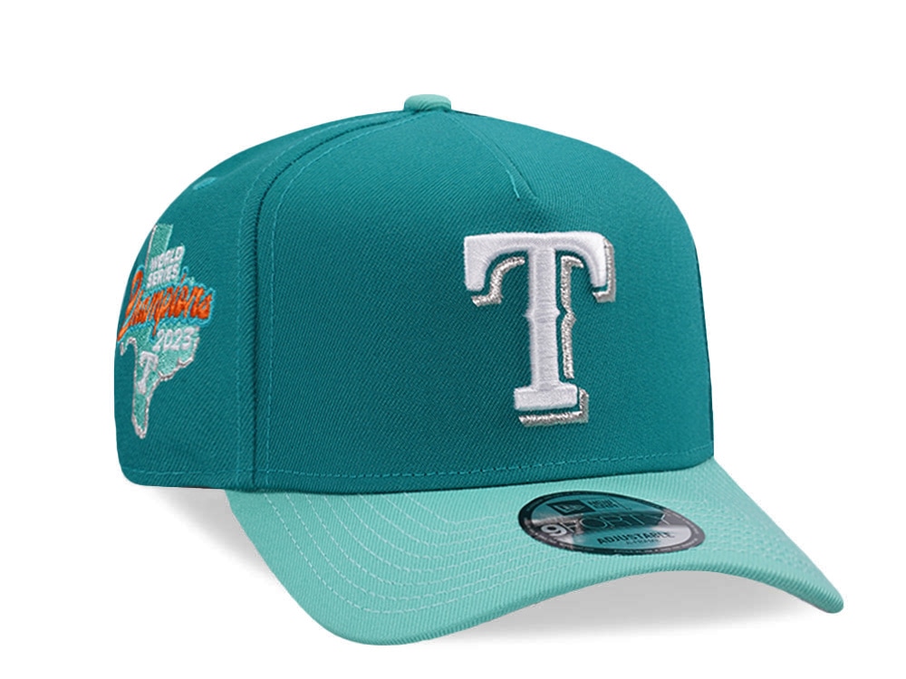 New Era Texas Rangers World Series Champions 2023 Mint Two Tone Edition 9Forty A Frame Snapback Cap