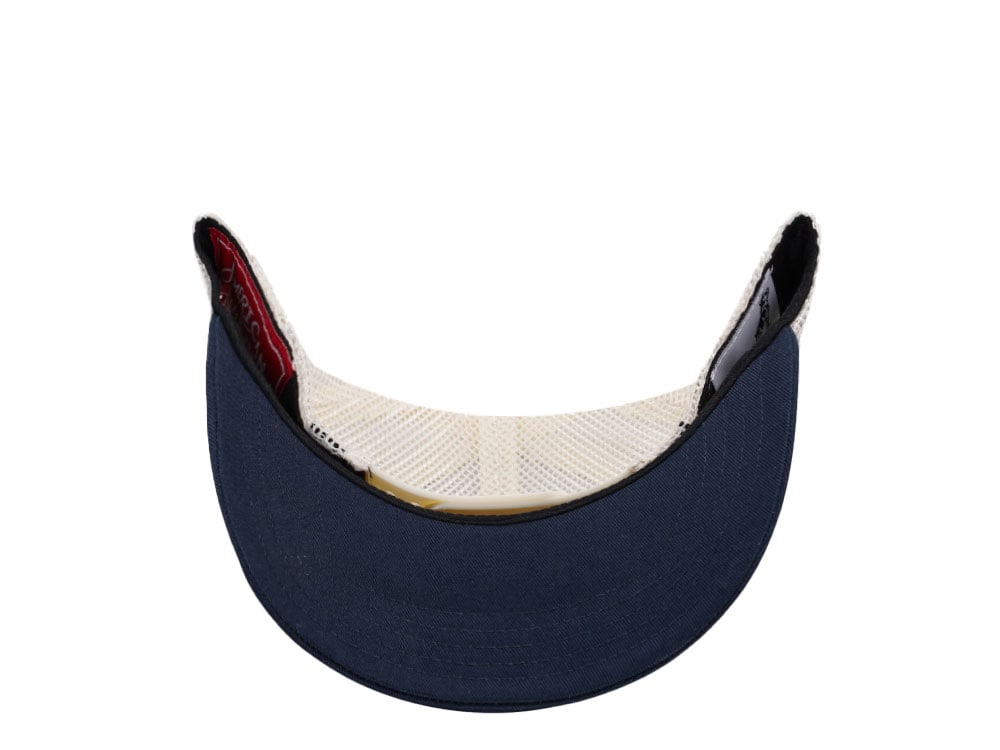 American Needle Mack Truck Twill Valin Patch Ivory Navy Trucker Snapback Hat