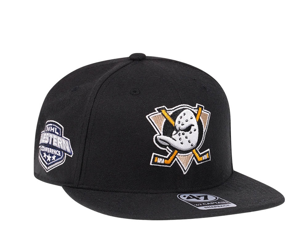 47Brand Anaheim Ducks Black Sure Shot Captain Snapback Hat