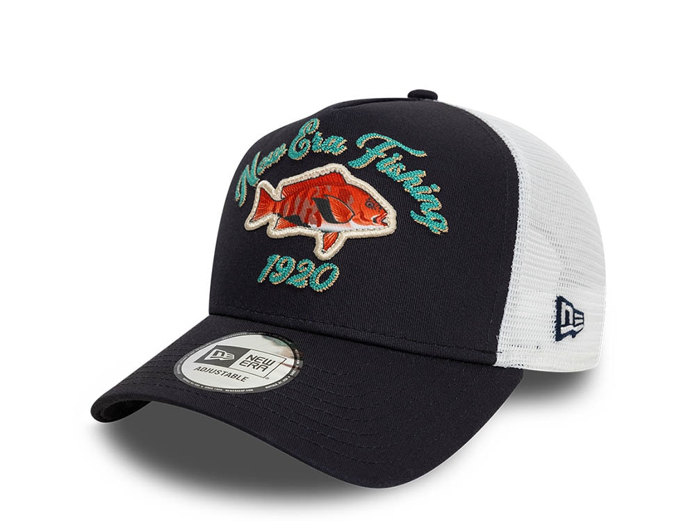 New Era Fishing Navy Trucker A Frame Snapback Hat