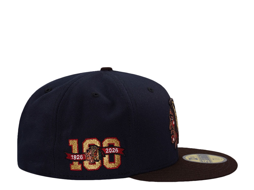 New Era Chicago Blackhawks 100th Anniversary Navy Two Tone Edition 59Fifty Fitted Cap