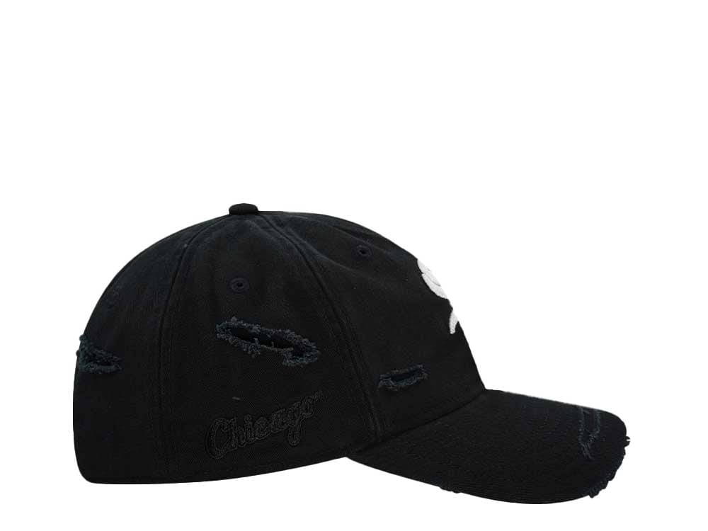 New Era Chicago White Sox Black Washed Distress 9Twenty Strapback Hat