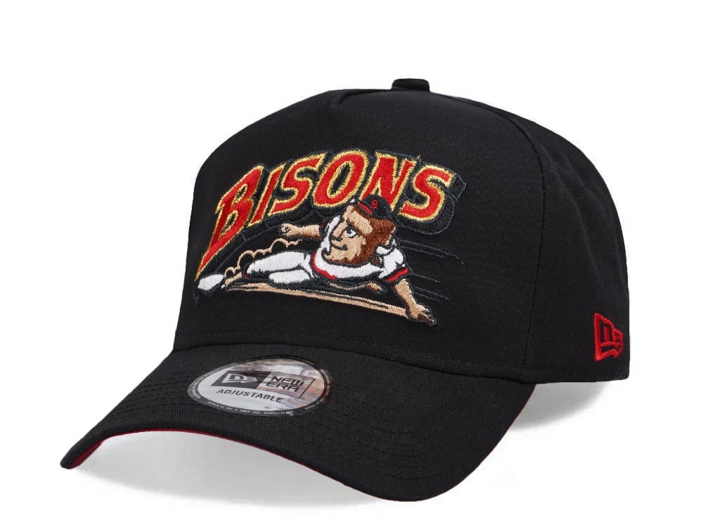 New Era Buffalo Bisons Black and Red 9Forty A Frame Snapback Hat