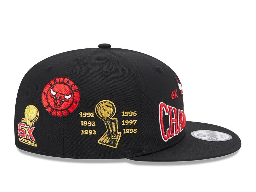 New Era Chicago Bulls 6x NBA Champions Black 9Fifty Snapback Hat