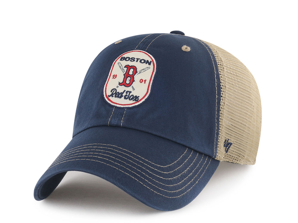 47 Brand Boston Red Sox Cross Patch Navy Trucker Clean Up Snapback Cap