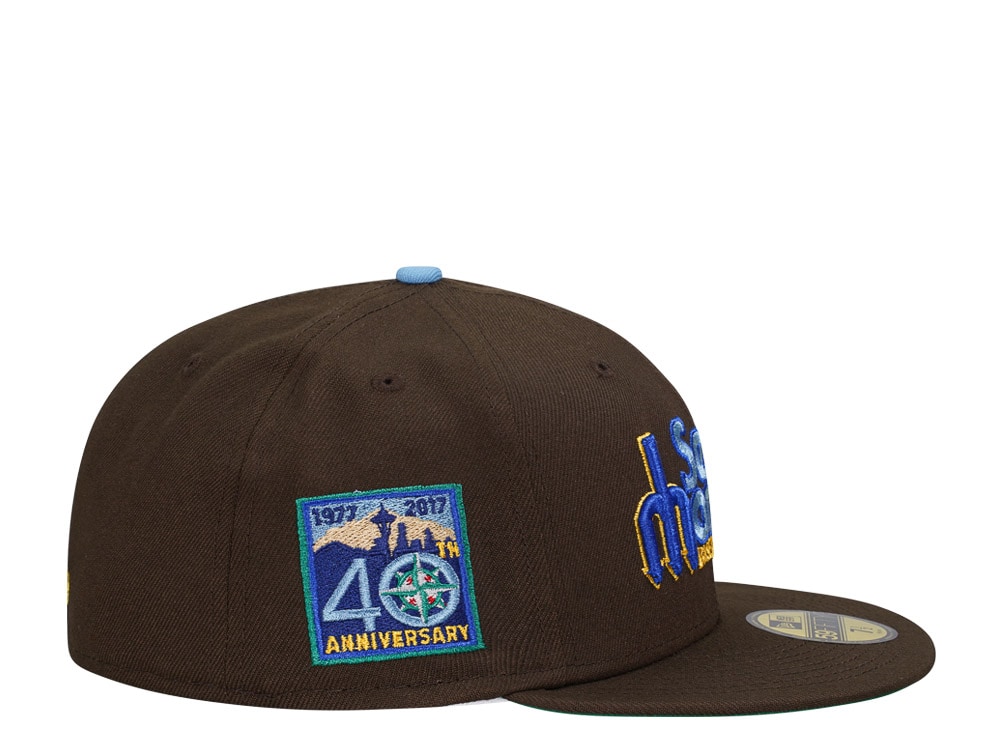 New Era Seattle Mariners 40th Anniversary Chocolate Script Throwback Edition 59Fifty Fitted Hat