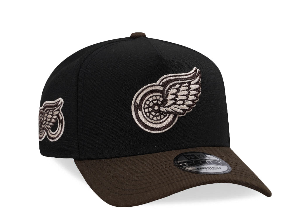 New Era Detroit Red Wings 100th Anniversary Black Two Tone Edition 9Forty A Frame Snapback Cap