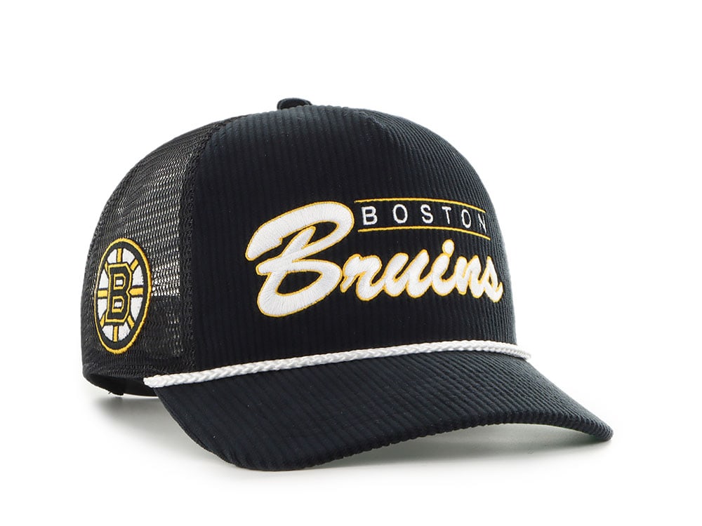47Brand Boston Bruins Black Double Header Edition Trucker Hitch Snapback Cap