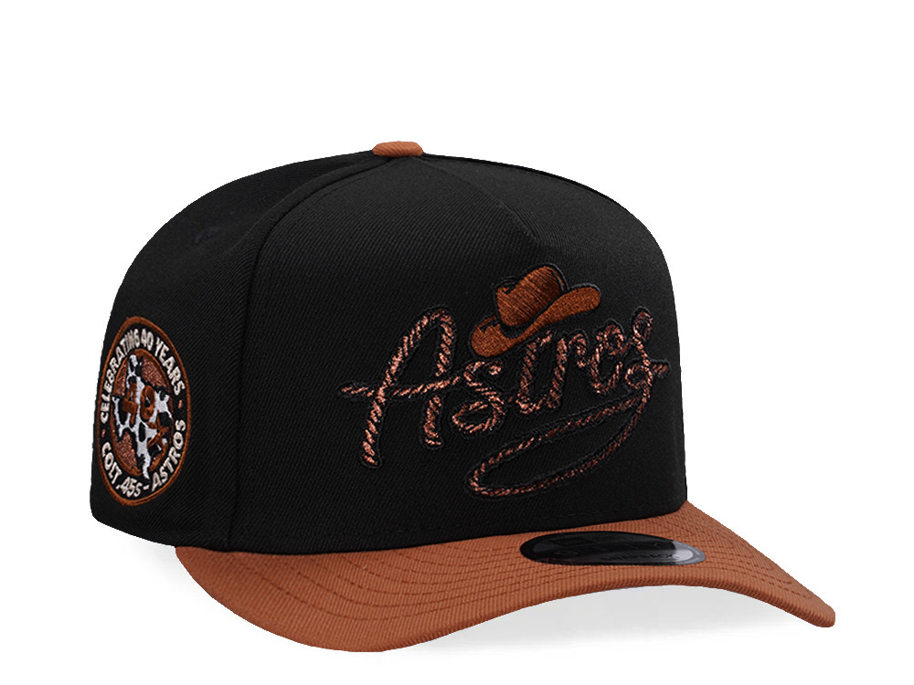 New Era Houston Astros 40th Anniversary Lasso Black Two Tone Edition 9Fifty A Frame Snapback Cap