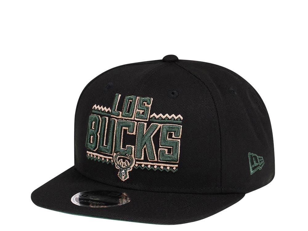 New Era Milwaukee Bucks Original Fit Black 9Fifty Snapback Hat