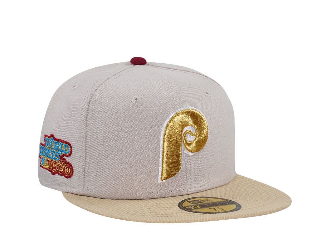 New Era Philadelphia Phillies World Series 1980 Sneaky Stone Gold Two Tone Edition 59Fifty Fitted Hat