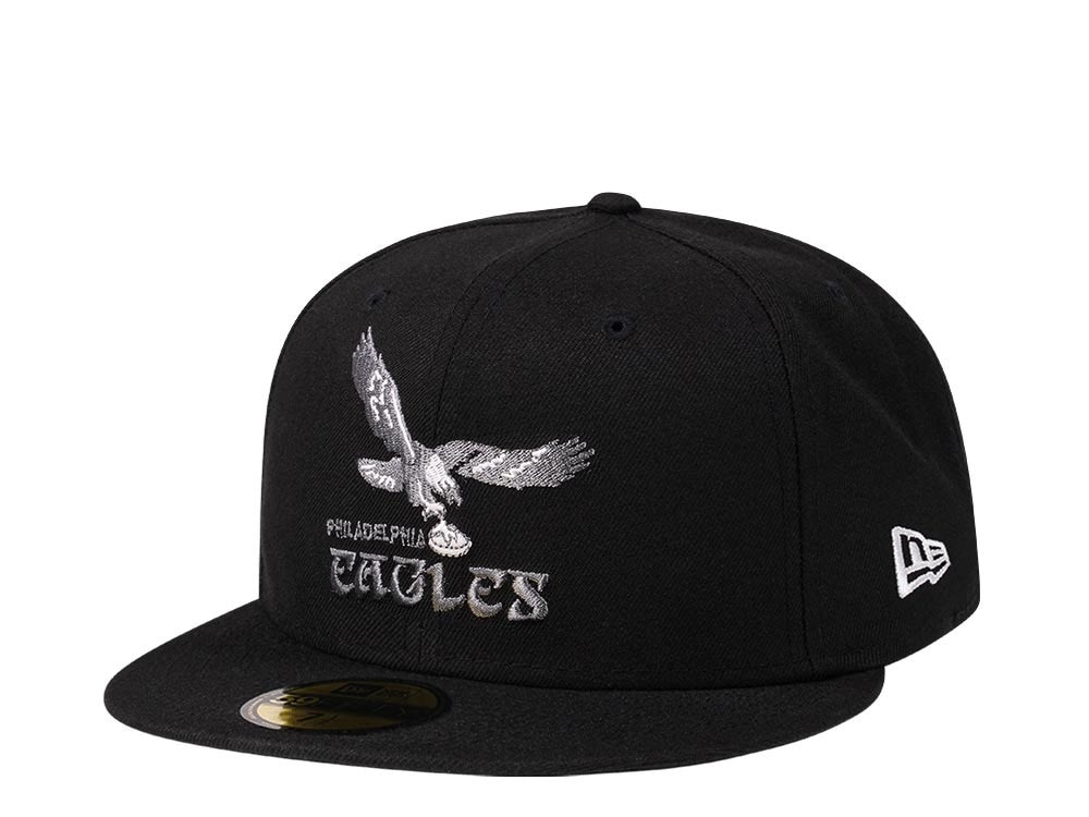 New Era Philadelphia Eagles Throwback Steel Black Edition 59Fifty Fitted Hat