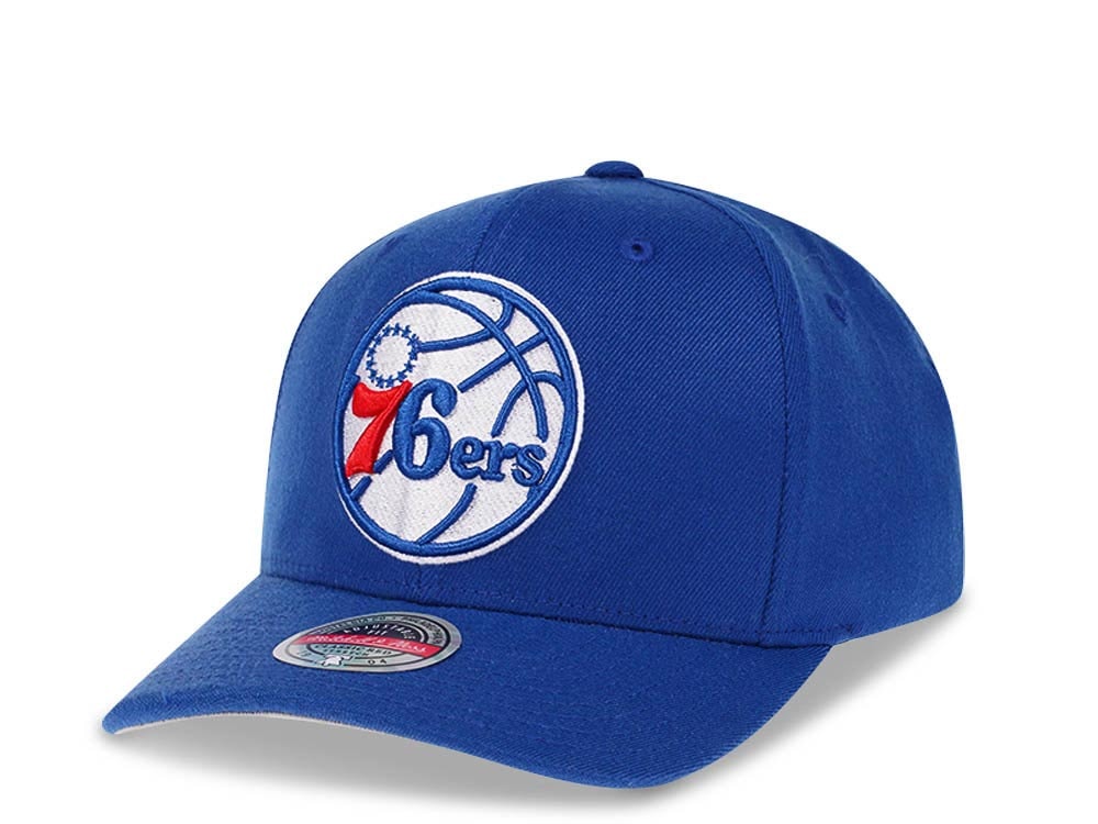 Mitchell & Ness Philadelphia 76ers Team Ground Red Line Solid Flex Blue Snapback Hat