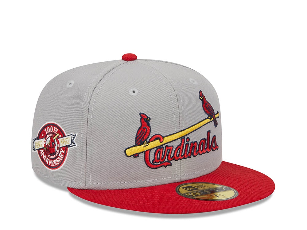 New Era St. Louis Cardinals Gray Retro Script 100th Anniversary Throwback Edition 59Fifty Fitted Hat