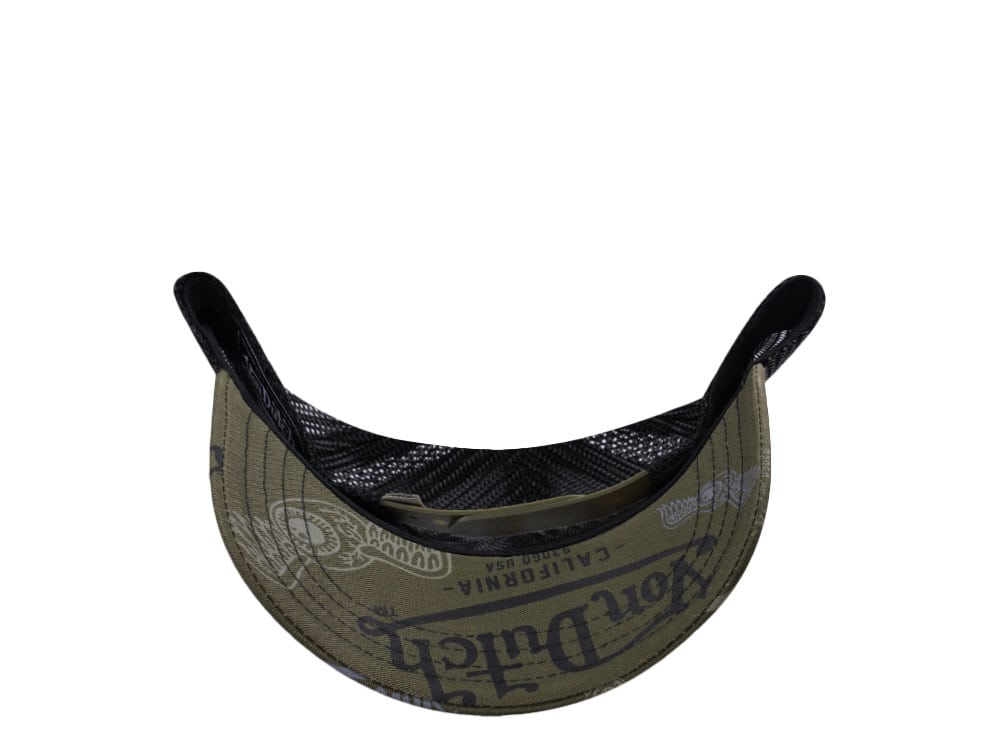 Von Dutch Oval Patch Multilogo Olive  Trucker Snapback Cap