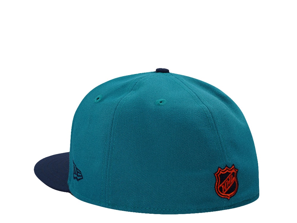 New Era San Jose Sharks 20th Anniversary Aqua Blue Two Tone Edition 59Fifty Fitted Cap