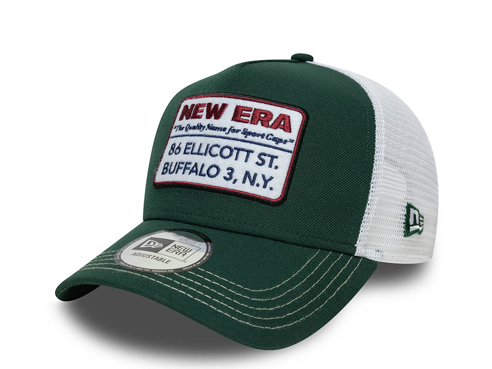 New Era Patch Dark Green 9Forty A Frame Trucker Snapback Hat