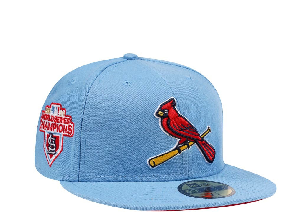 New Era St. Louis Cardinals World Series Champions 2011 Sky Blue and Red Edition 59Fifty Fitted Hat