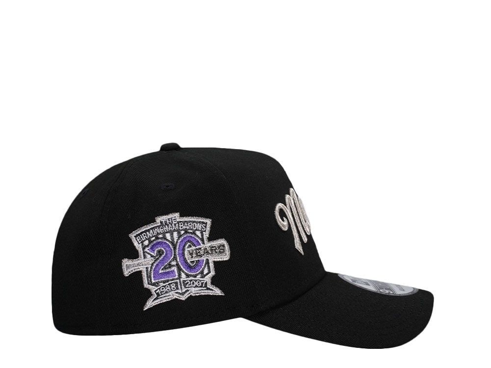 New Era Birmingham Barons 20 Years Black Satin Edition 9Forty A Frame Snapback Hat