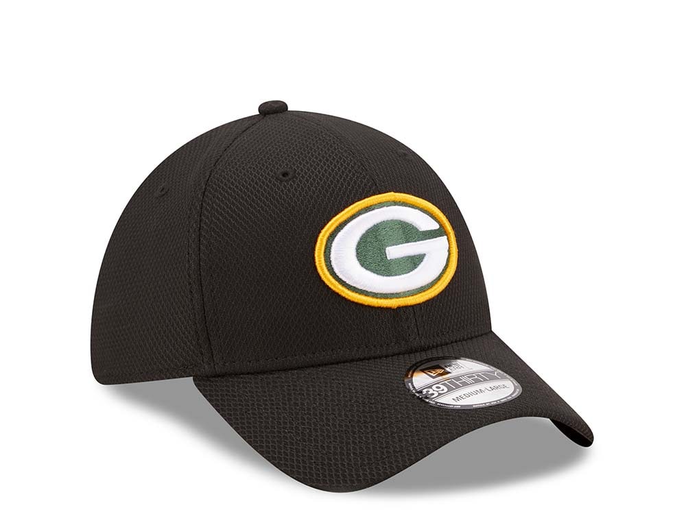 New Era Green Bay Packers Black 39Thirty Stretch Hat