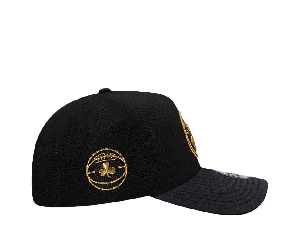 New Era Boston Celtics Black Gold Satin Brim Edition 9Forty A Frame Snapback Hat