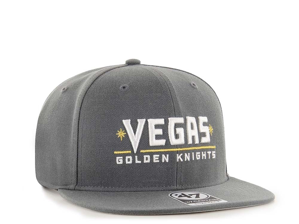 47Brand Vegas Golden Knights No Shot Charcoal Script Captain Snapback Hat